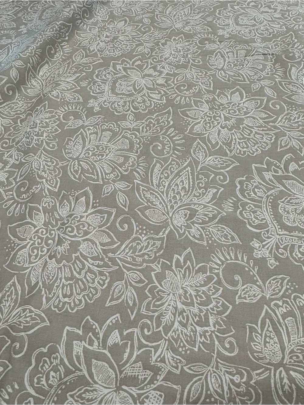 Better Homes And Garden King Size Flat Sheet Gray Floral 100% Cotton